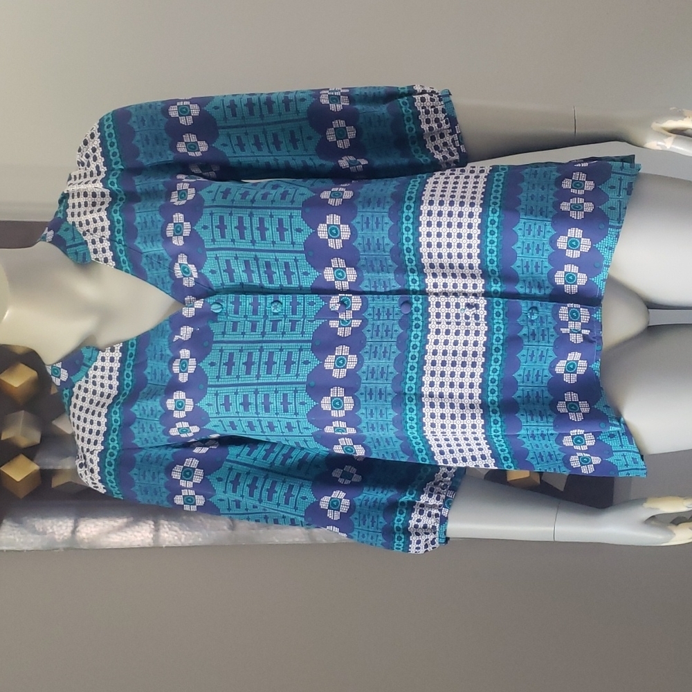 Annie Griffin Silk Geometric Print Blouse SzXS